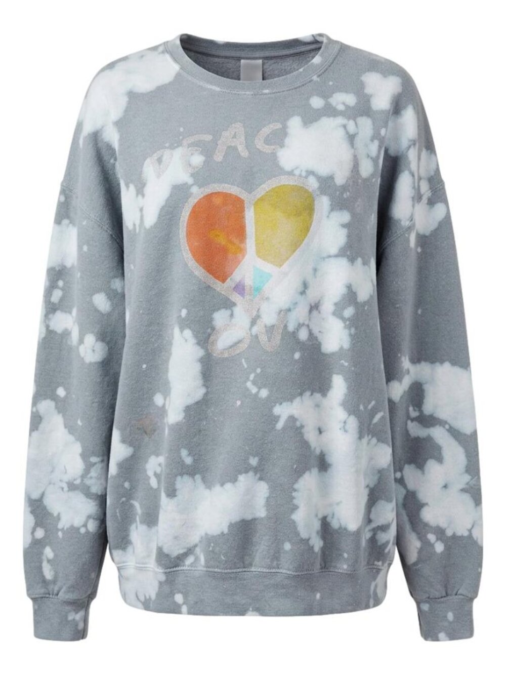 Vintage Junk Food Tees Peace Love Bleach Dye Soft Oversized Sweatshirt L